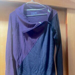Smartwool Merino 250 XL Wool Purple Black Bordeaux 1/4 Zip Asymmetrical